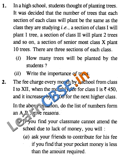 NCERT Solutions for Class 10 Maths Value Based Questions 01