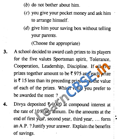 NCERT Solutions for Class 10 Maths Value Based Questions 02
