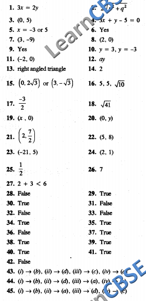 Maths CBSE Class 10 Formative Assessment Answers