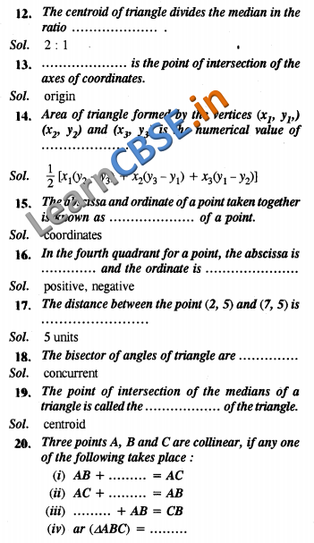 NCERT Class 10 Maths Coordinate Geometry Objective Type