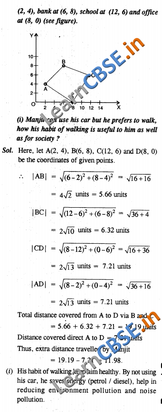 NCERT Solutions For Class 10 Maths Coordinate Geometry Value Based Questions