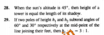  Some Applications In Trigonometry Objective Type Questions And Answers 