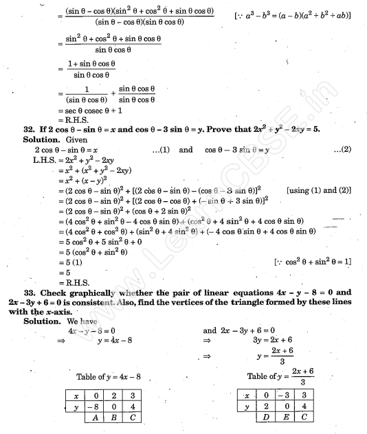 CBSE Sample Papers For Class 10 Maths SA1 Solved Papers