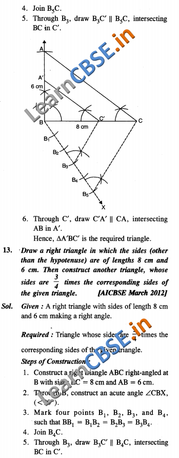  Constructions NCERT Solutions For Class 10 Maths SAQ 3 marks 
