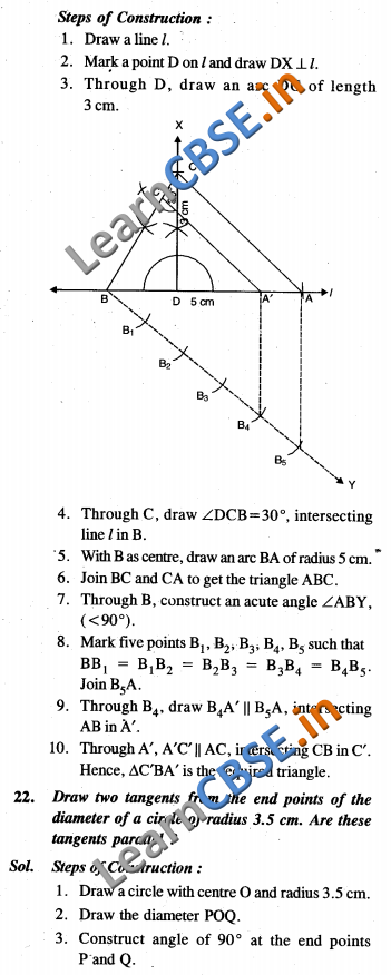 NCERT Constructions Solutions For Class 10 Maths SAQ 