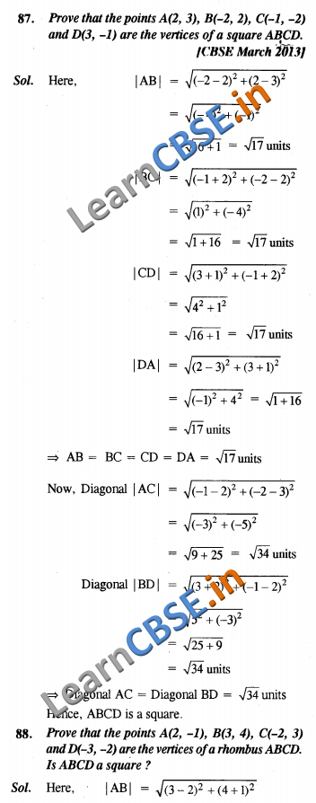 CBSE Class 10 Coordinate Geometry Solutions LAQ