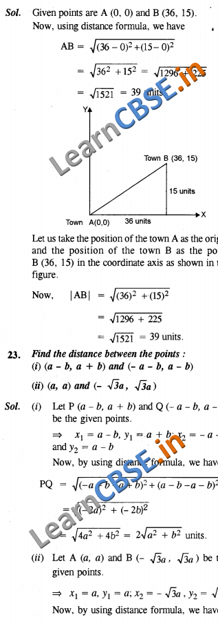 Coordinate Geometry CBSE Solutions For Class 10 Maths SAQ 2 Marks