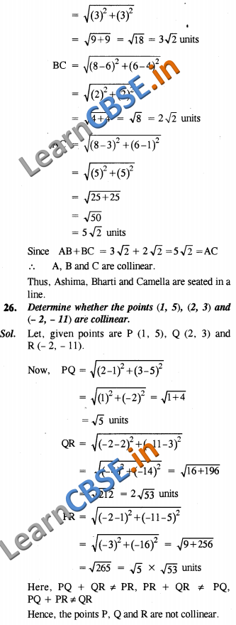 CBSE Class 10 Coordinate Geometry Solutions SAQ 2 Marks 01