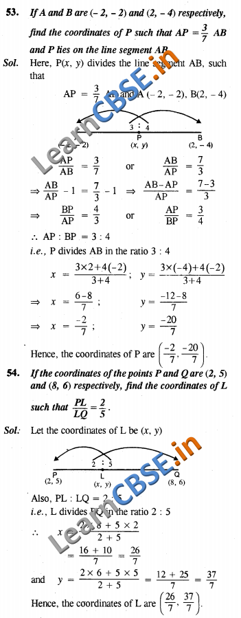  CBSE Class 10 Coordinate Geometry Solutions SAQ 3 Marks  
