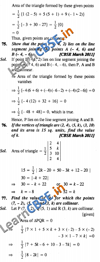  Maths CBSE Class 10 SAQ 3 Marks Coordinate Geometry 