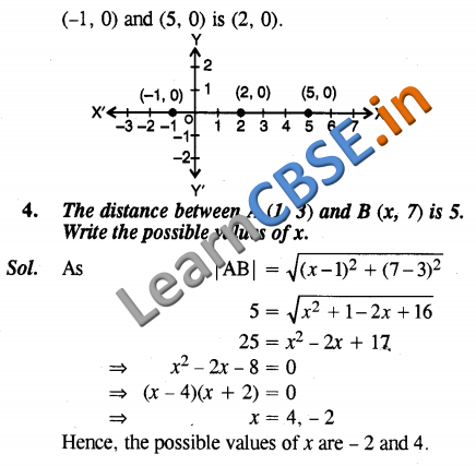 Coordinate Geometry CBSE Solutions For Class 10 Maths VSAQ
