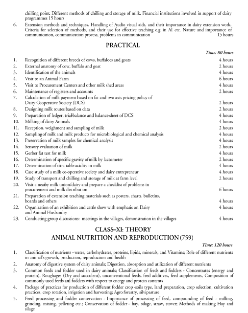  Dairy Science & Technology Syllabus 