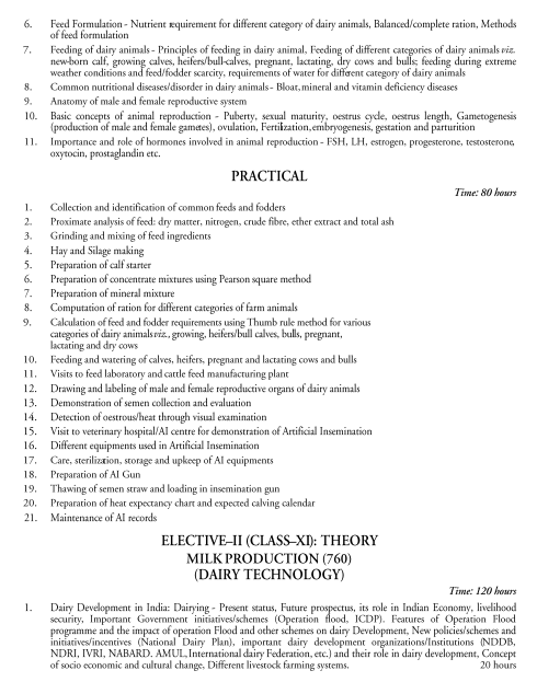  Dairy Science & Technology Syllabus 