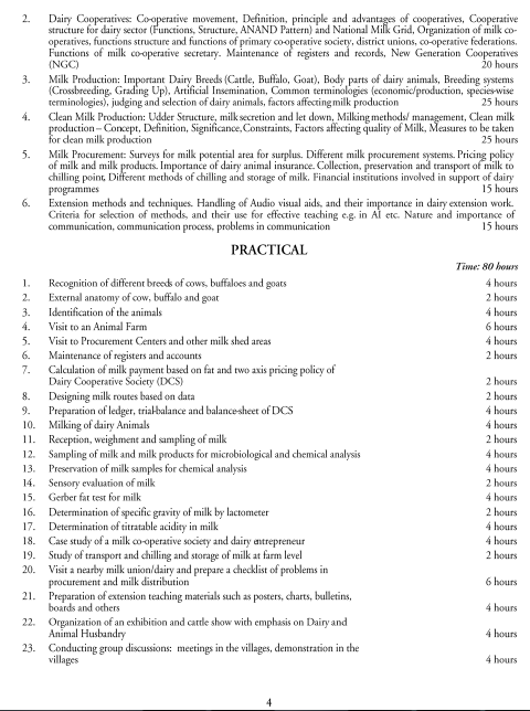  Dairy Science & Technology Syllabus 