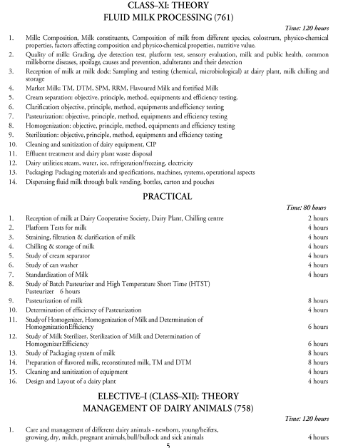  Dairy Science & Technology Syllabus 