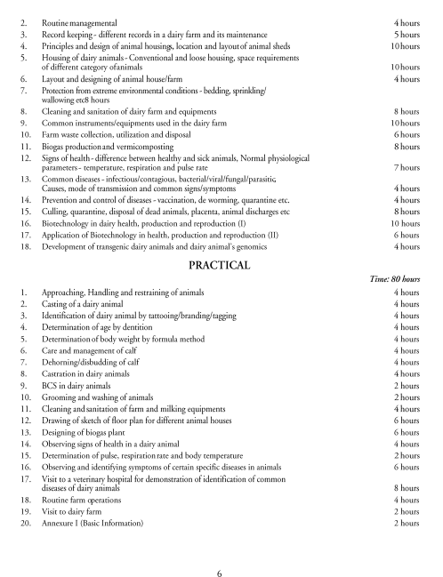  Dairy Science & Technology Syllabus 