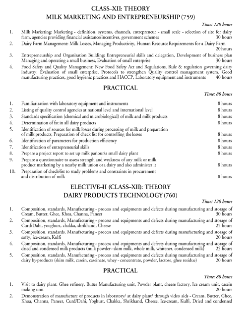  Dairy Science & Technology Syllabus 
