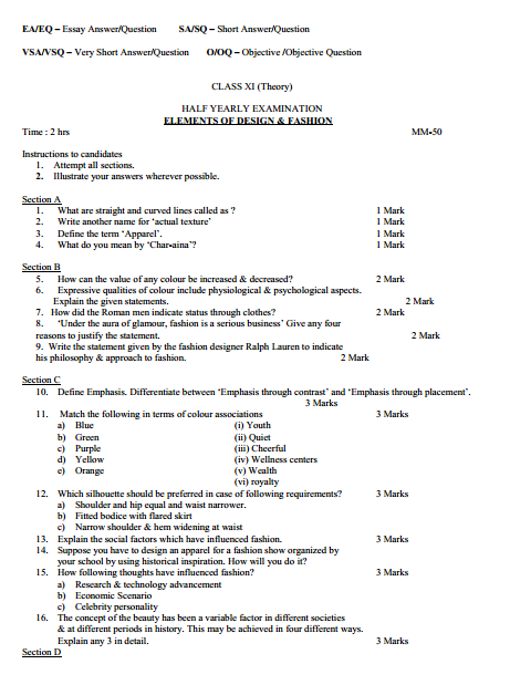 Fashion Design & Garment Technology Syllabus