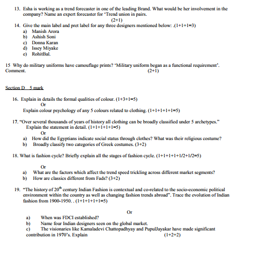 Fashion Design & Garment Technology Syllabus