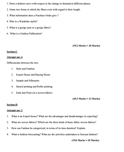 Fashion Design & Garment Technology Syllabus