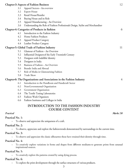 Fashion Design & Garment Technology Syllabus