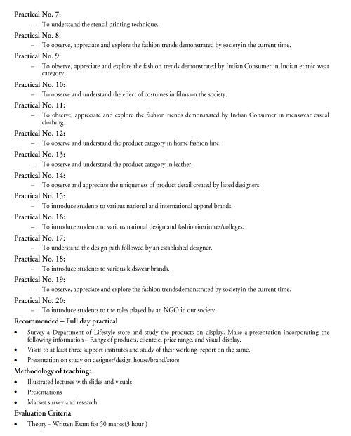 Fashion Design & Garment Technology Syllabus