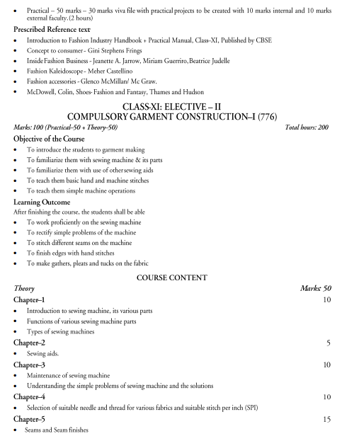 Fashion Design & Garment Technology Syllabus