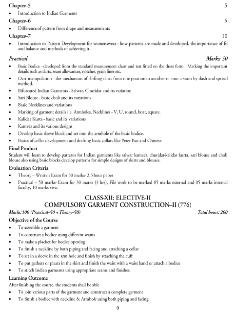 Fashion Design & Garment Technology Syllabus