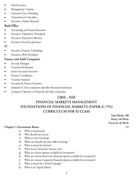  Financial Market Management Syllabus 