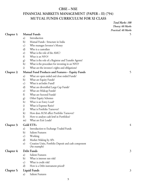  Financial Market Management Syllabus 