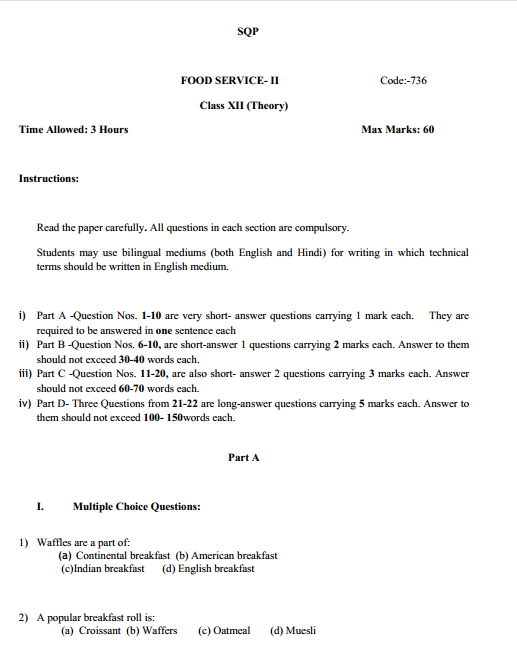  Food and Beverage Services Syllabus 