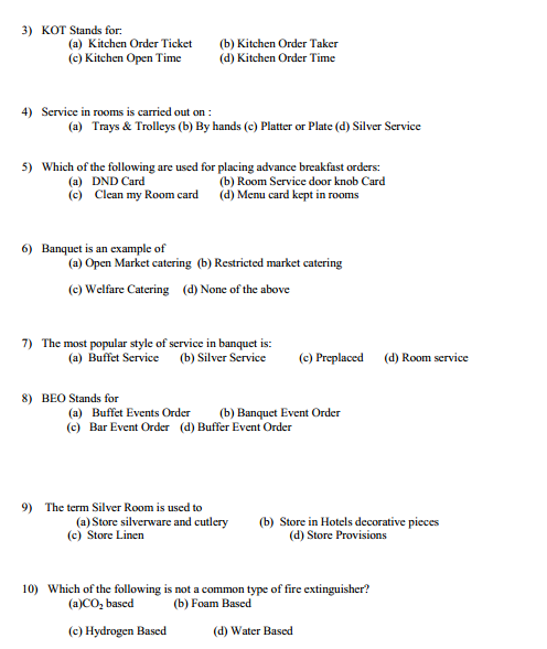  Food and Beverage Services Syllabus 