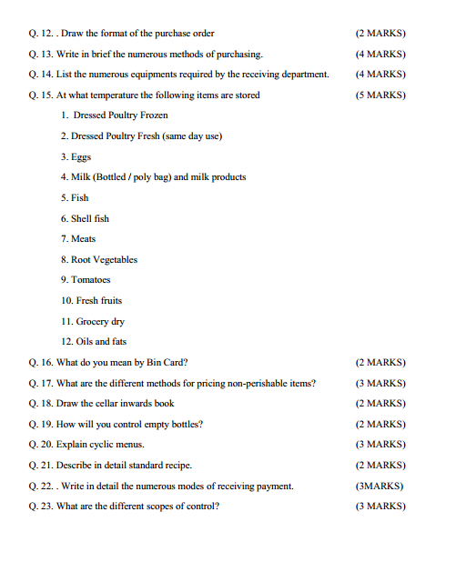  Food and Beverage Services Syllabus 