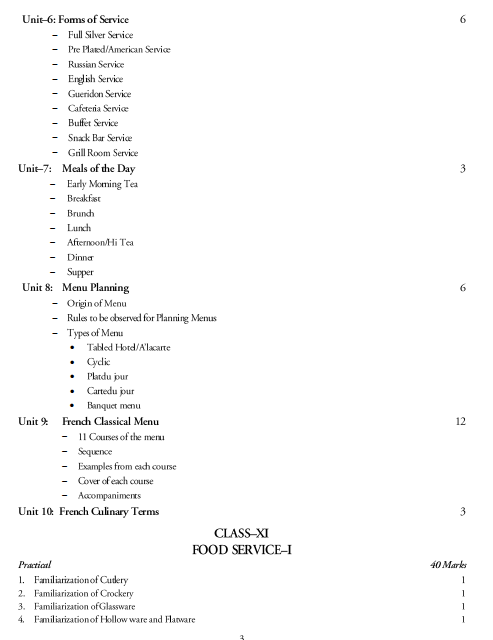 Food and Beverage Services Syllabus 