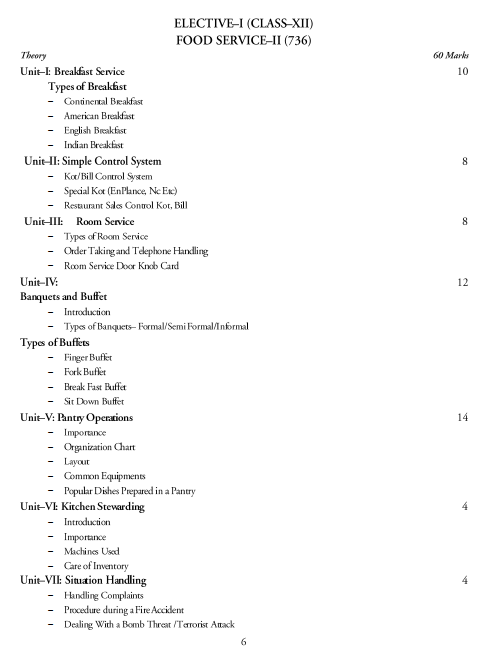  Food and Beverage Services Syllabus 