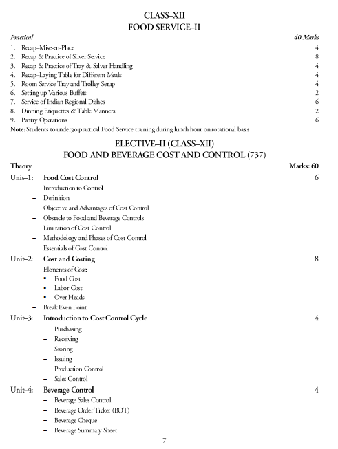  Food and Beverage Services Syllabus 