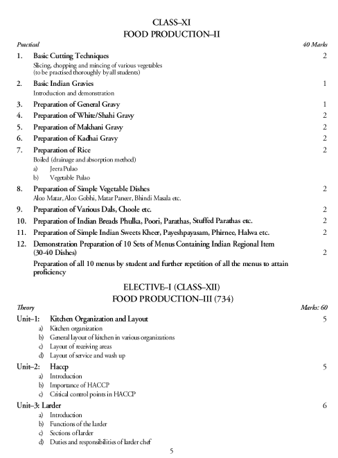  Food Production Syllabus 