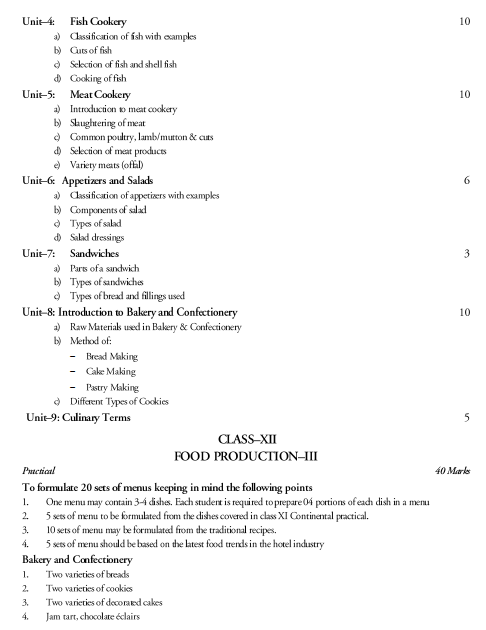 Food Production Syllabus 