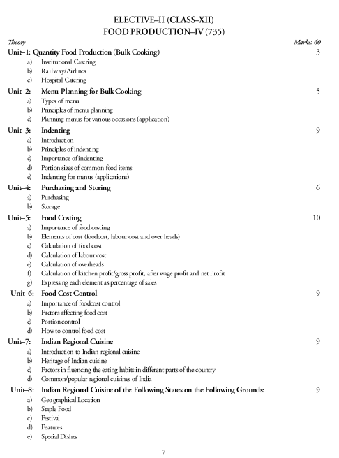  Food Production Syllabus 