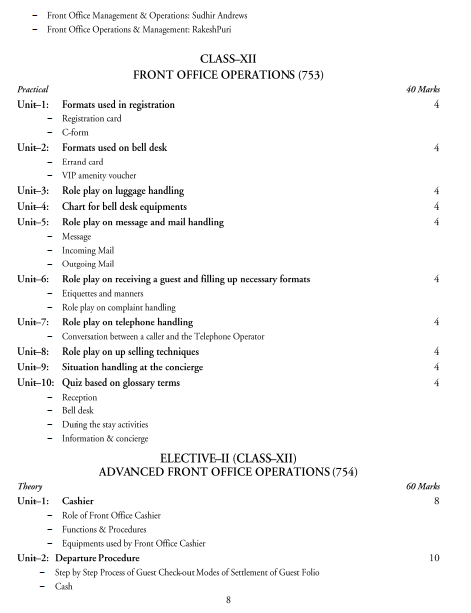  Front Office Management Syllabus 