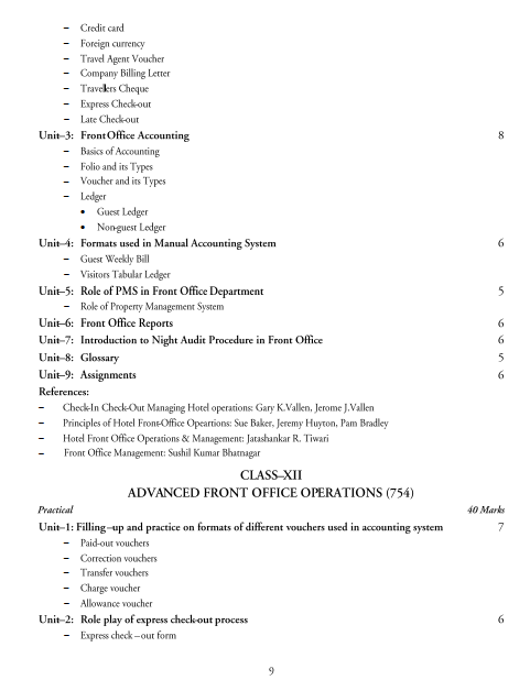  Front Office Management Syllabus 