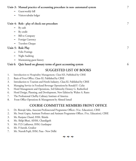  Front Office Management Syllabus 