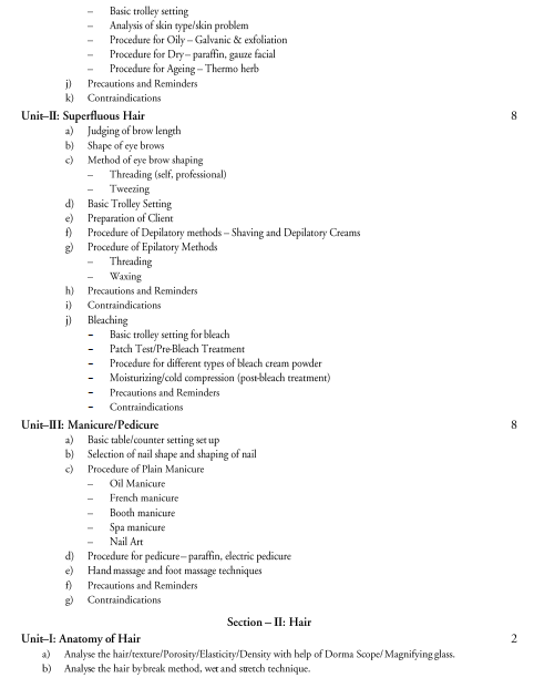  Health and Beauty Studies Syllabus 