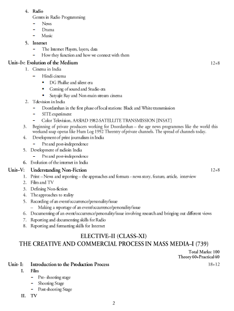 Mass Media Studies & Production Syllabus