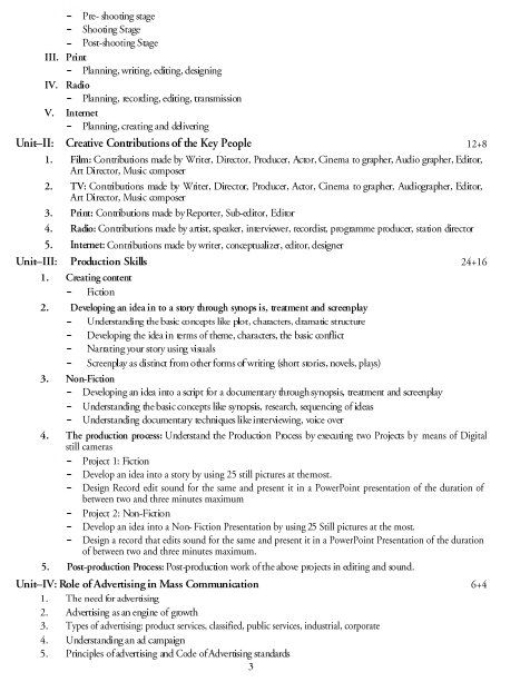 Mass Media Studies & Production Syllabus