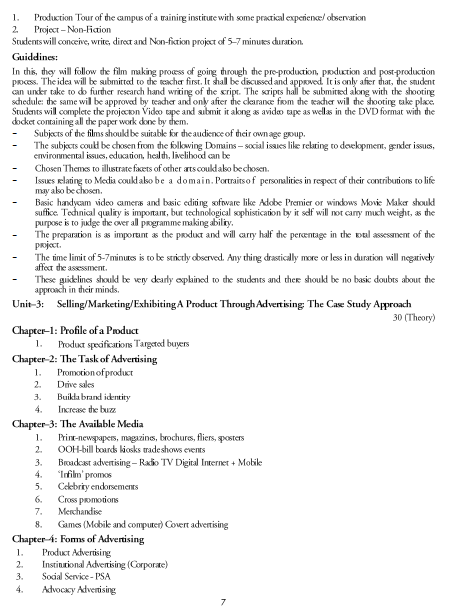 Mass Media Studies & Production Syllabus