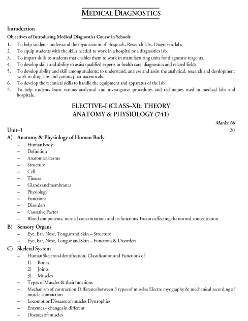  Medical Diagnostics Syllabus 