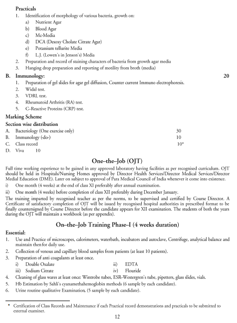  Medical Laboratory Techniques Syllabus 