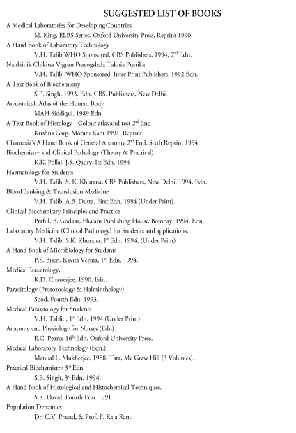  Medical Laboratory Techniques Syllabus 