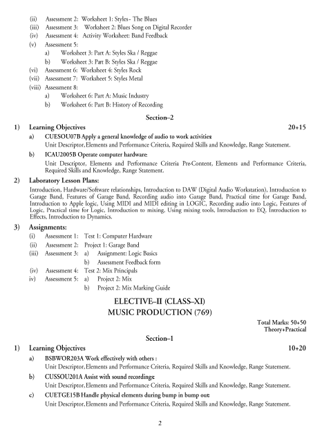  Music Technical Production Syllabus 